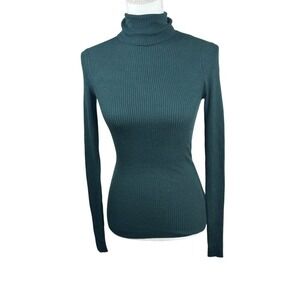 NWT Express Turtleneck Sweater Women's XS Teal Ribbed Long Sleeve Slim Fit‎